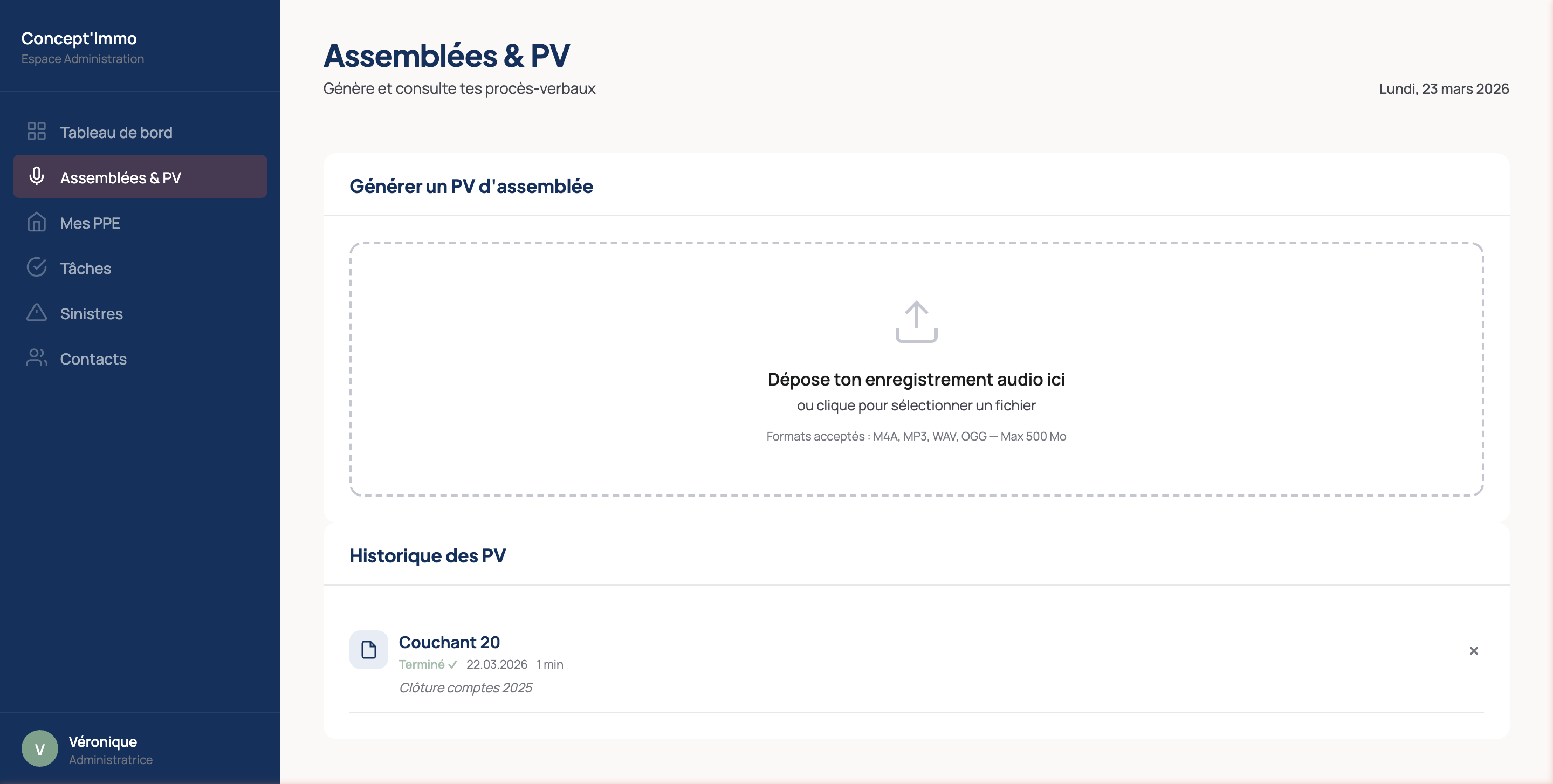 Page Assemblées & PV